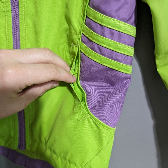 Adidas kids mesh lined windbreaker lime green purple size 3T - Picture 3 of 10